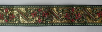 Lurex Braid luxury woven 50mm (12m), Red-Green motive